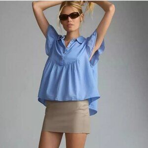 Anthropologie Pilcro Flutter-Sleeve Babydoll Top
